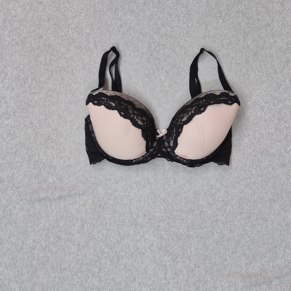 Victoria Secret Women Bra 32DDD Black Dream Angels Lined Demi Lace READ